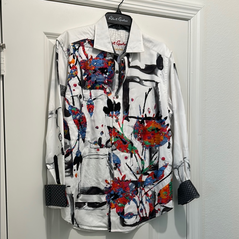 Robert Graham limited Edition 432- 848 Men's White Multicolor Artistic Shirt